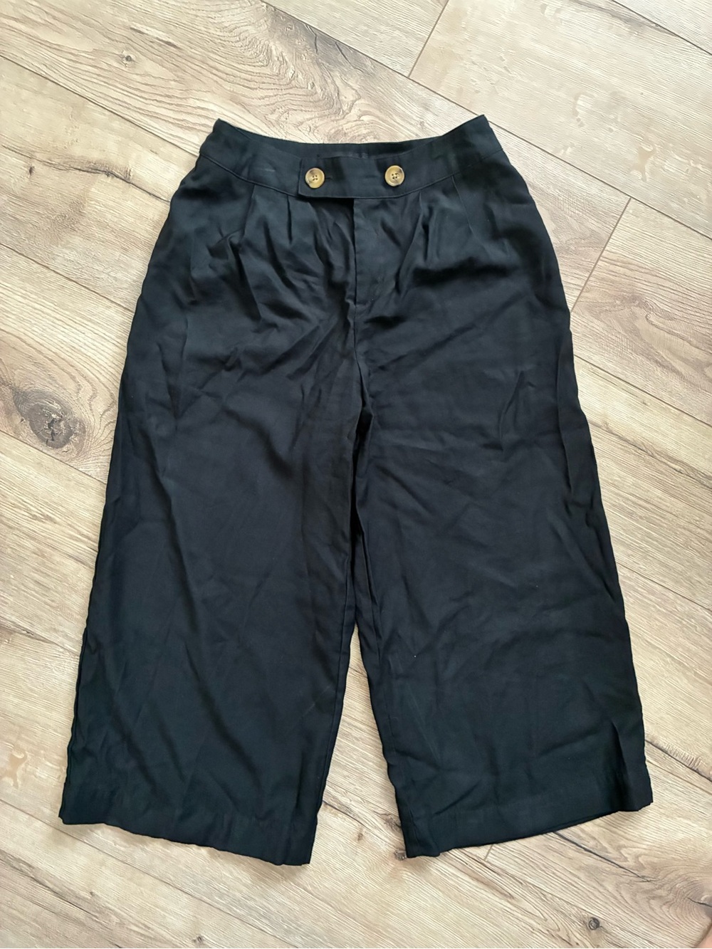 Who What Wear Black Wide-Leg Dress Pants with Button Waist